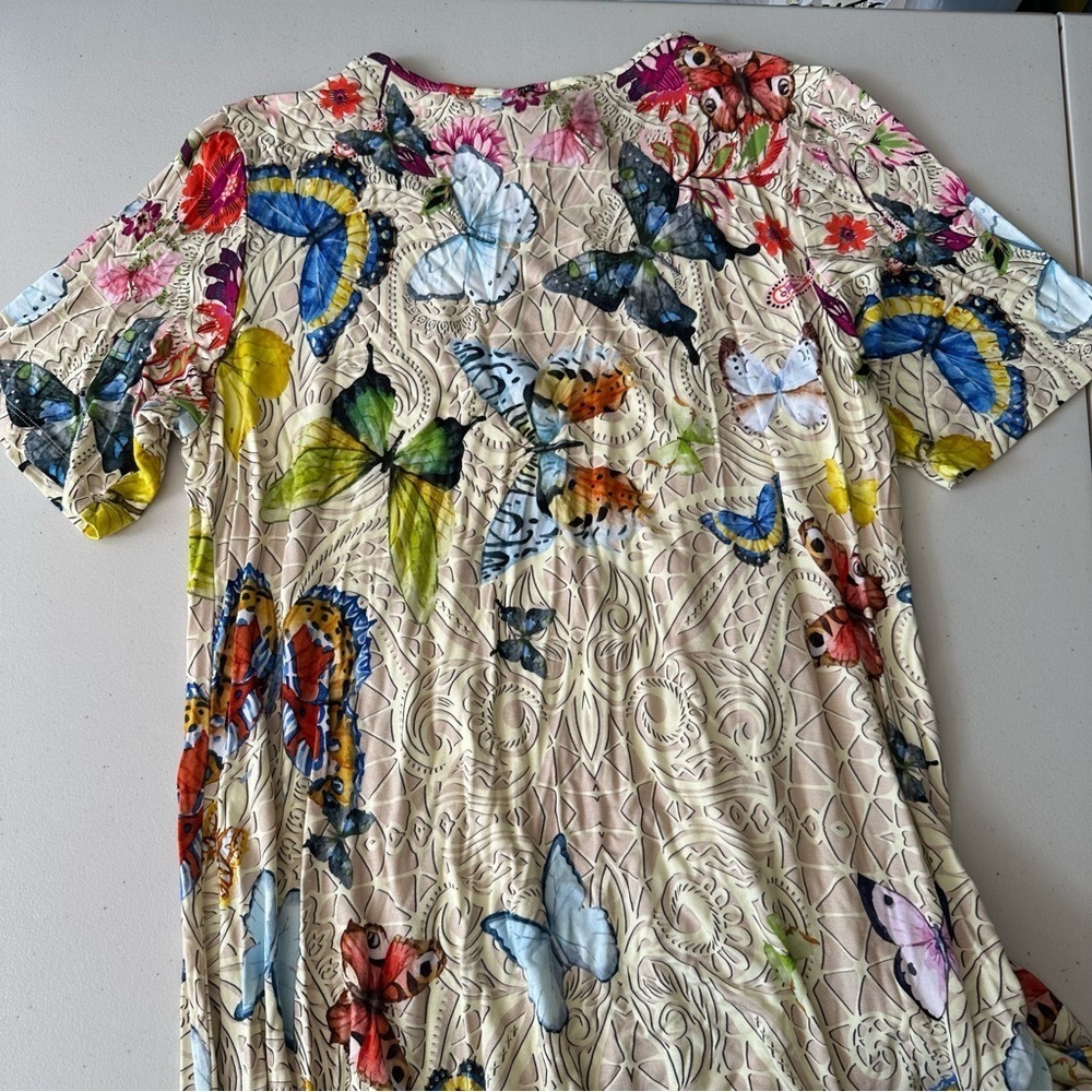 Johnny Was Mitchi Swing Bamboo Dress Boho Butterfly Print Large - Picture 7 of 7